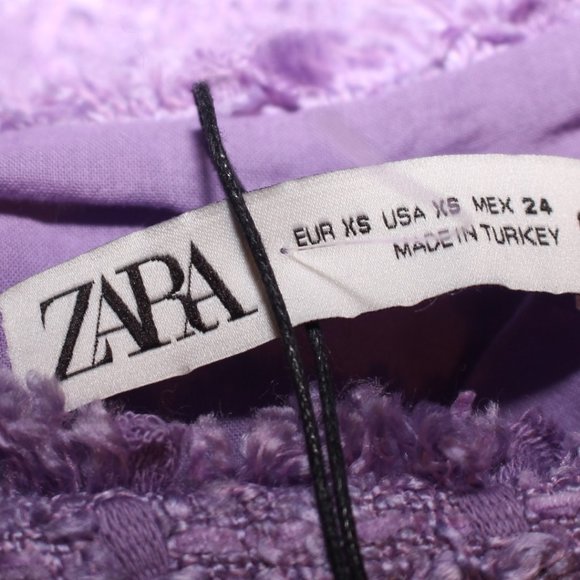 NWT Zara Purple Tweed Mini Dress Size XS - Picture 9 of 10